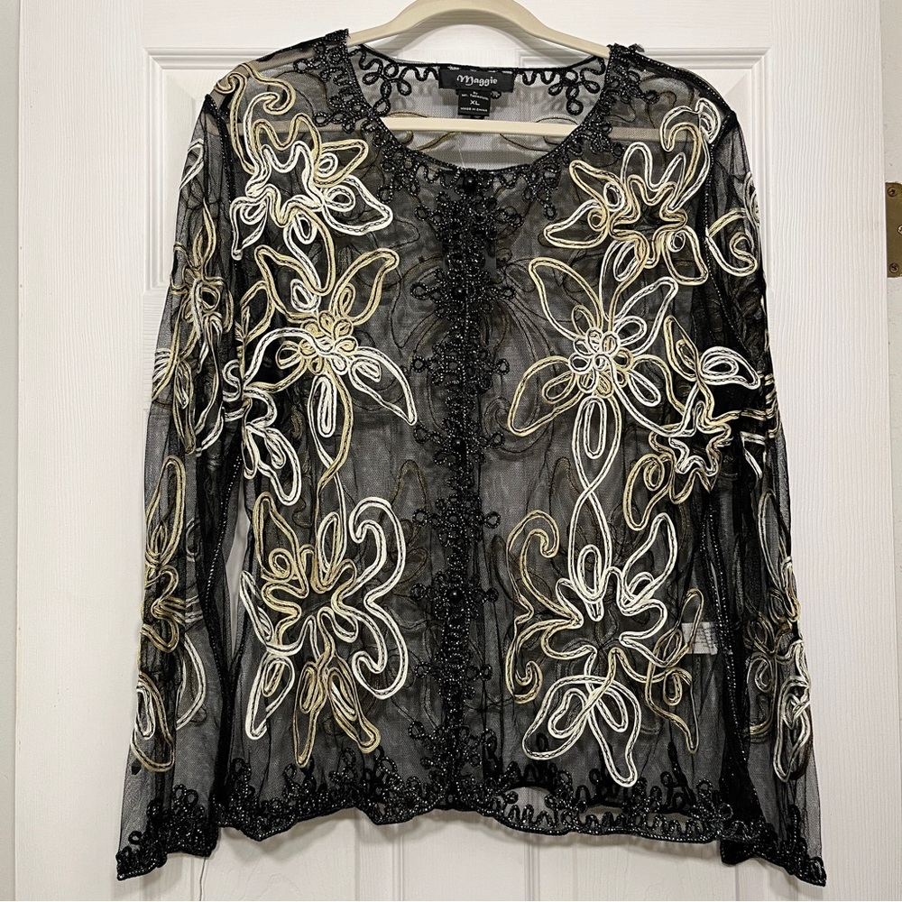 Maggie by Mr. Tablecloth Beaded Embroidered Jacket Formalwear XL NWT